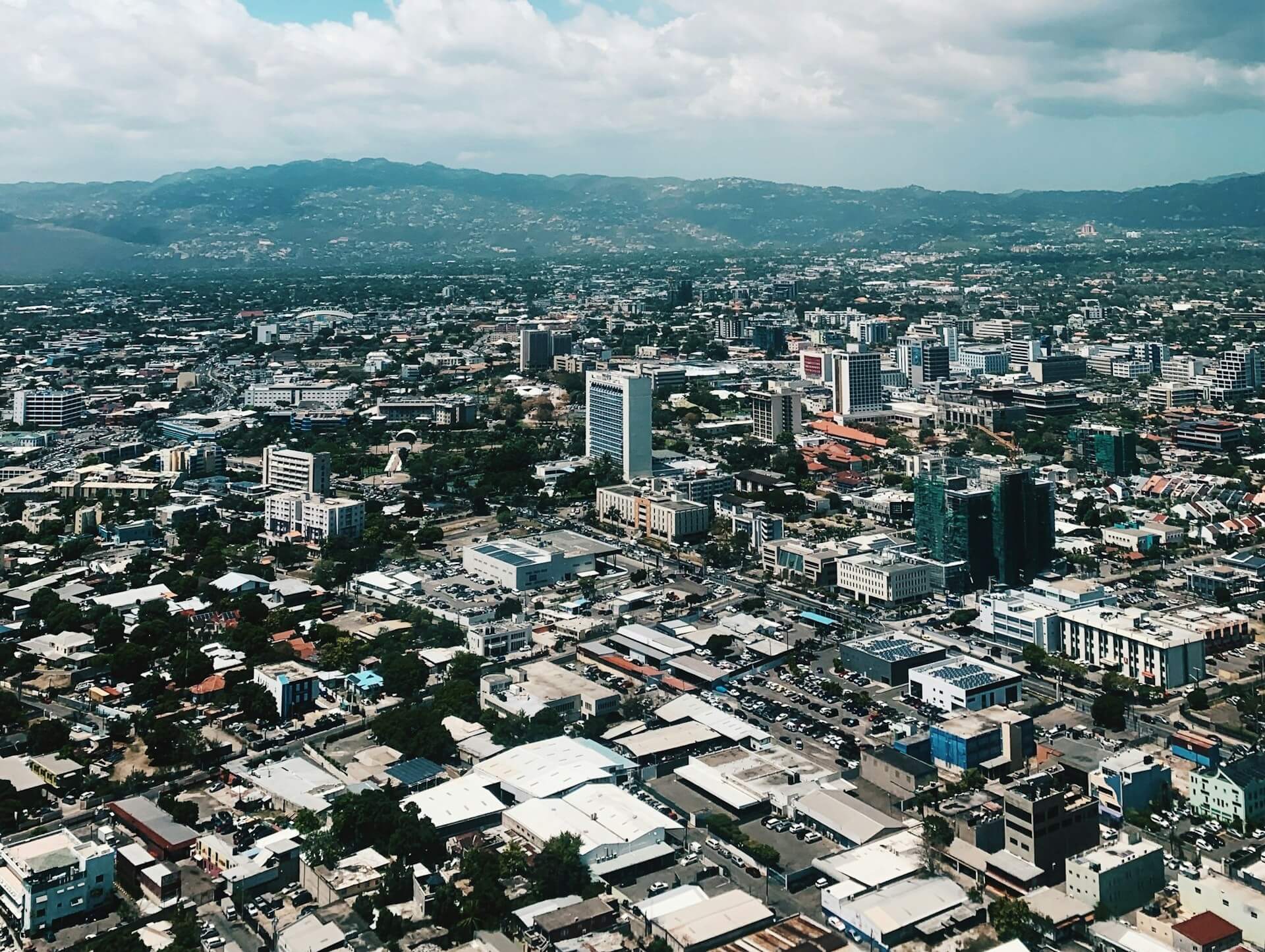 Kingston, Jamaica waterfront and city skyline